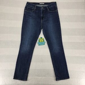 Levis 724 High Rise Straight Leg Jeans Womens 34x30 Blue Stretch Denim